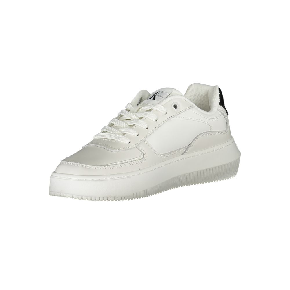 Calvin Klein Simple white lace-up sneakers with contrasting details