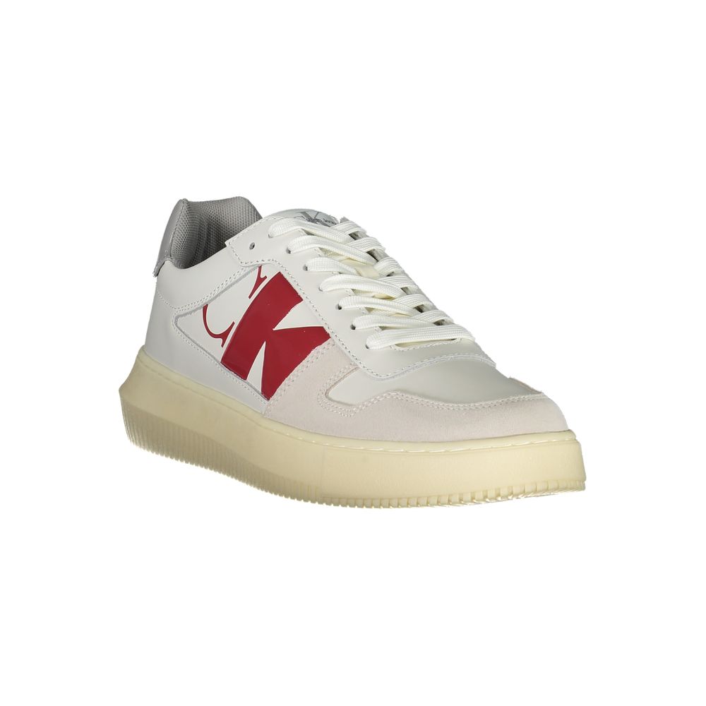 Calvin Klein Simple white lace-up sneakers with contrasting details