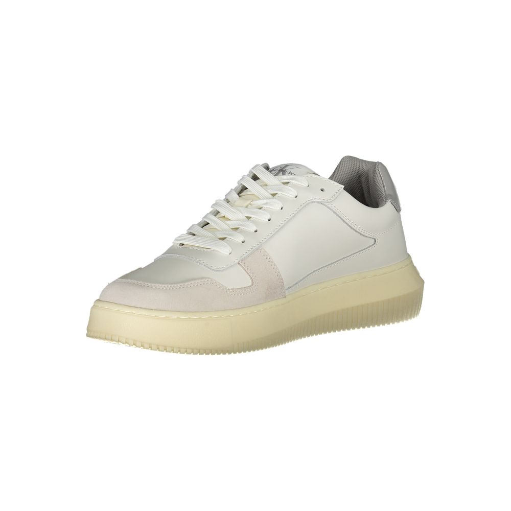 Calvin Klein Simple white lace-up sneakers with contrasting details