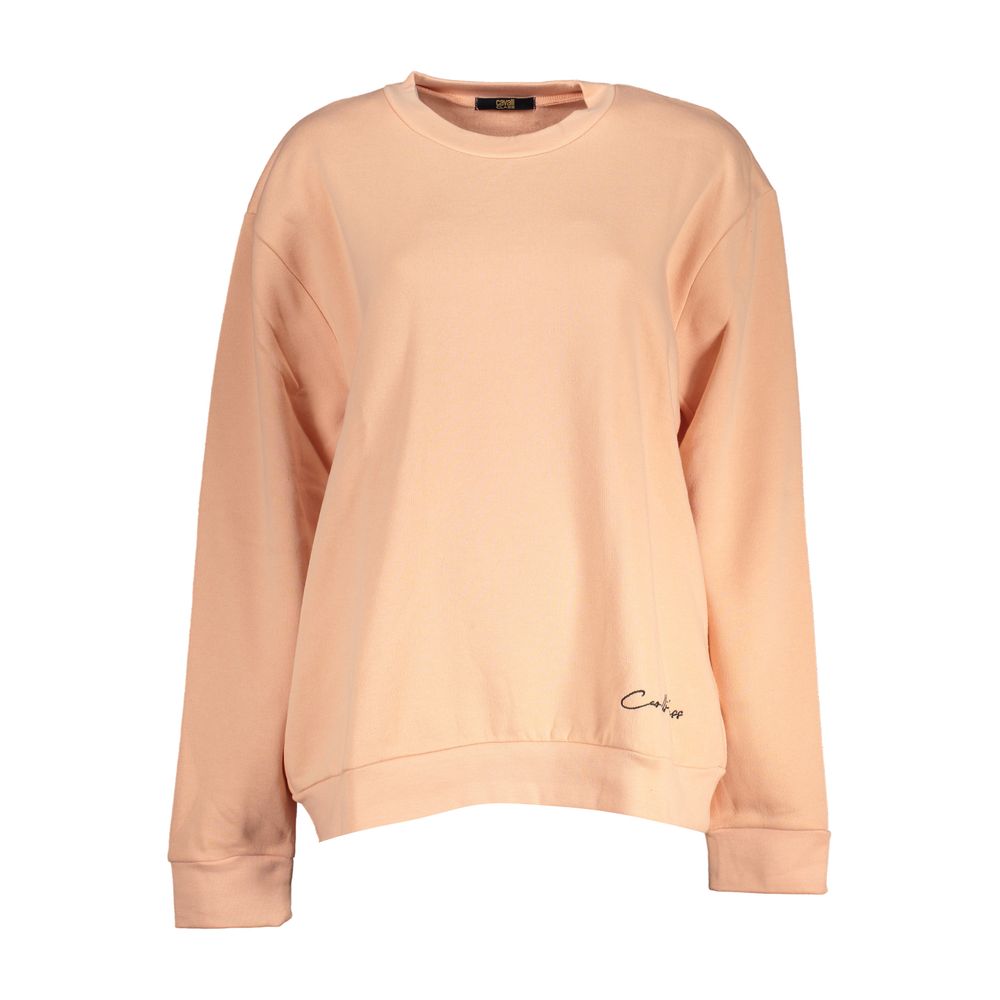 Cavalli Class Elegant long sleeve pink fleece sweatshirt