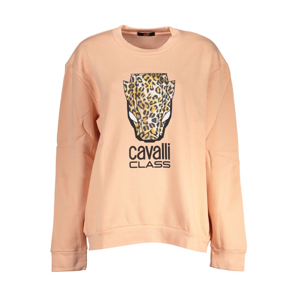 Cavalli Class Elegant pink fleece round neck sweater