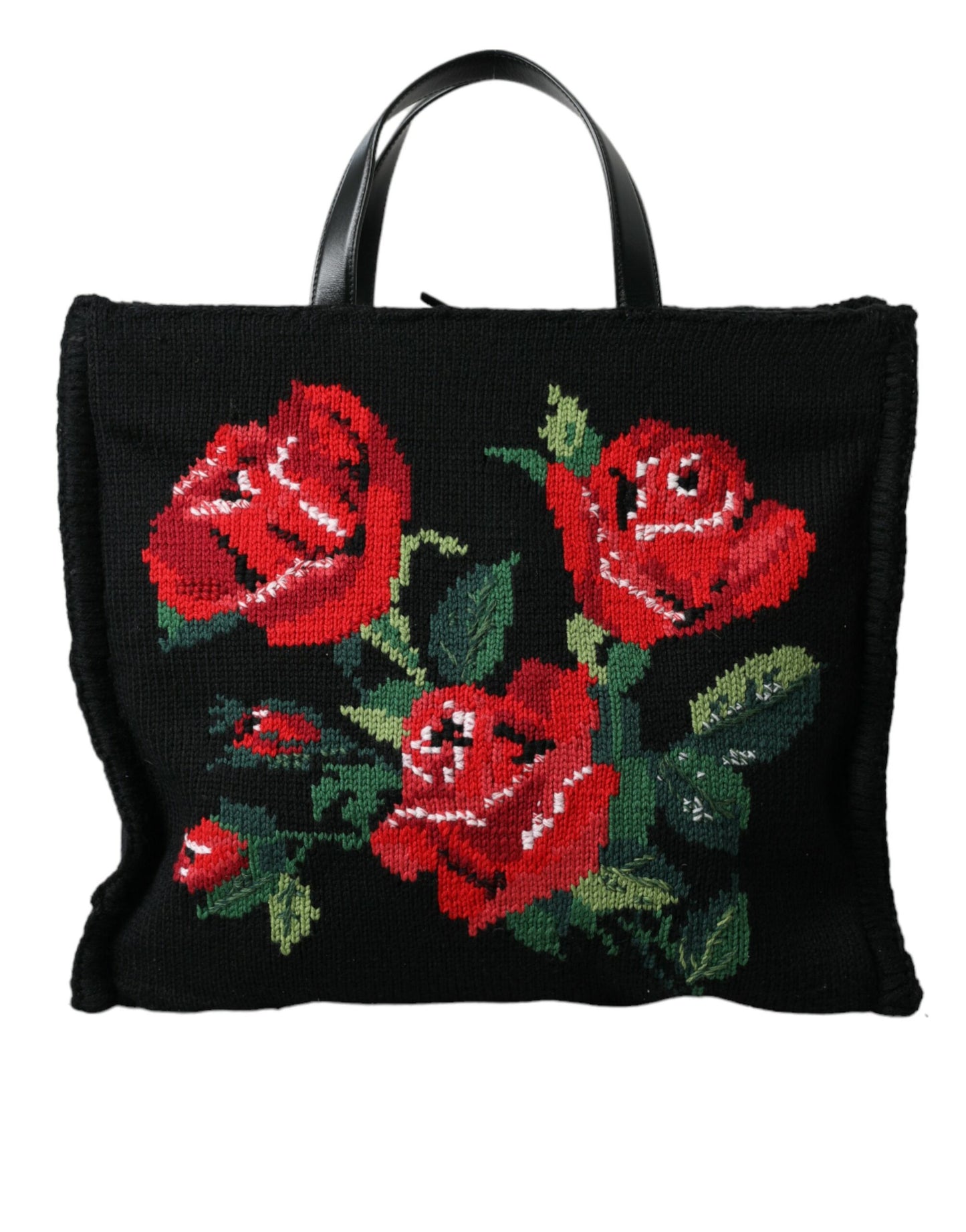 Dolce &amp; Gabbana Black Tote with Chic Floral Embroidery