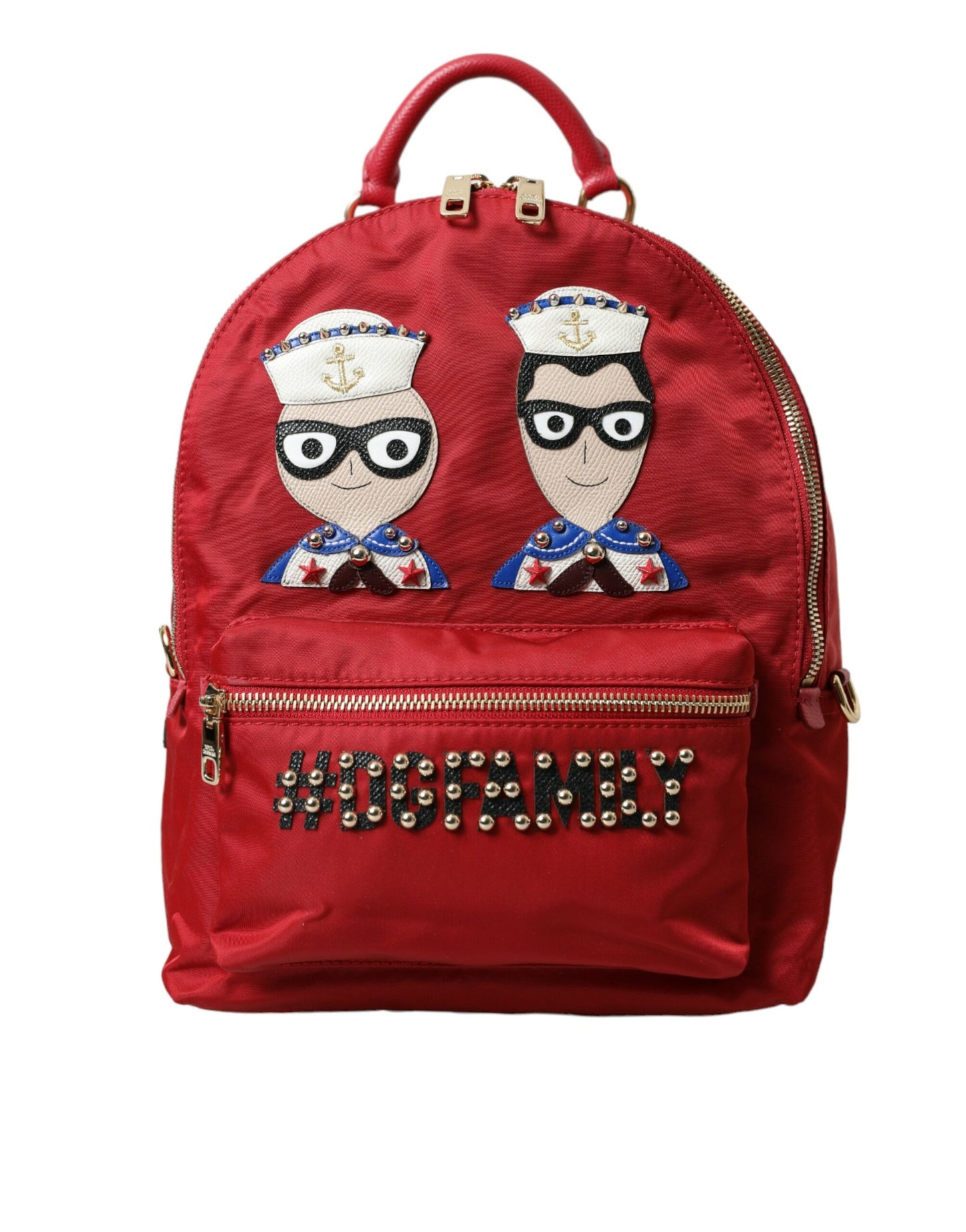 Dolce &amp; Gabbana Embellished Red Backpack with Gold Trim