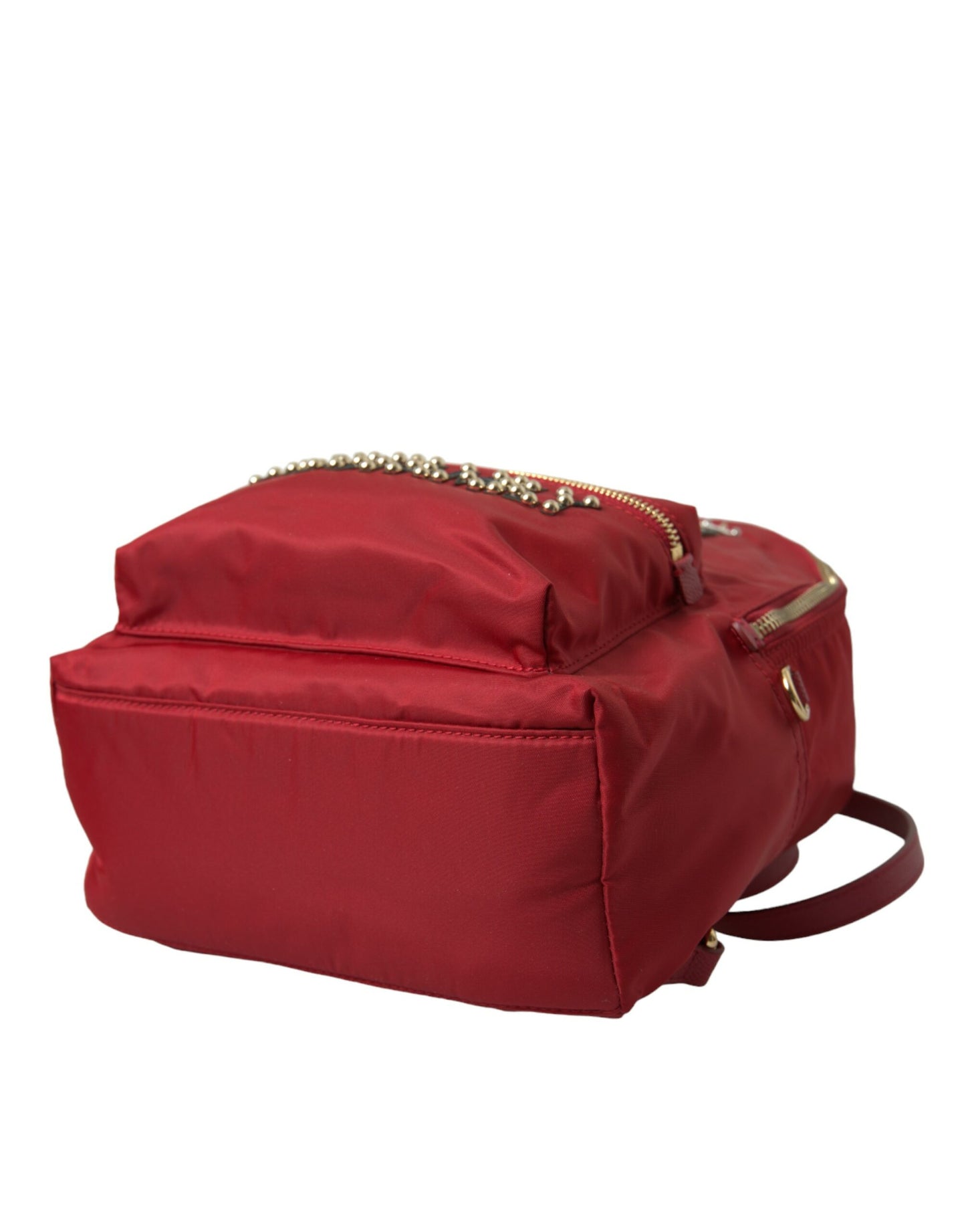 Dolce &amp; Gabbana Embellished Red Backpack with Gold Trim