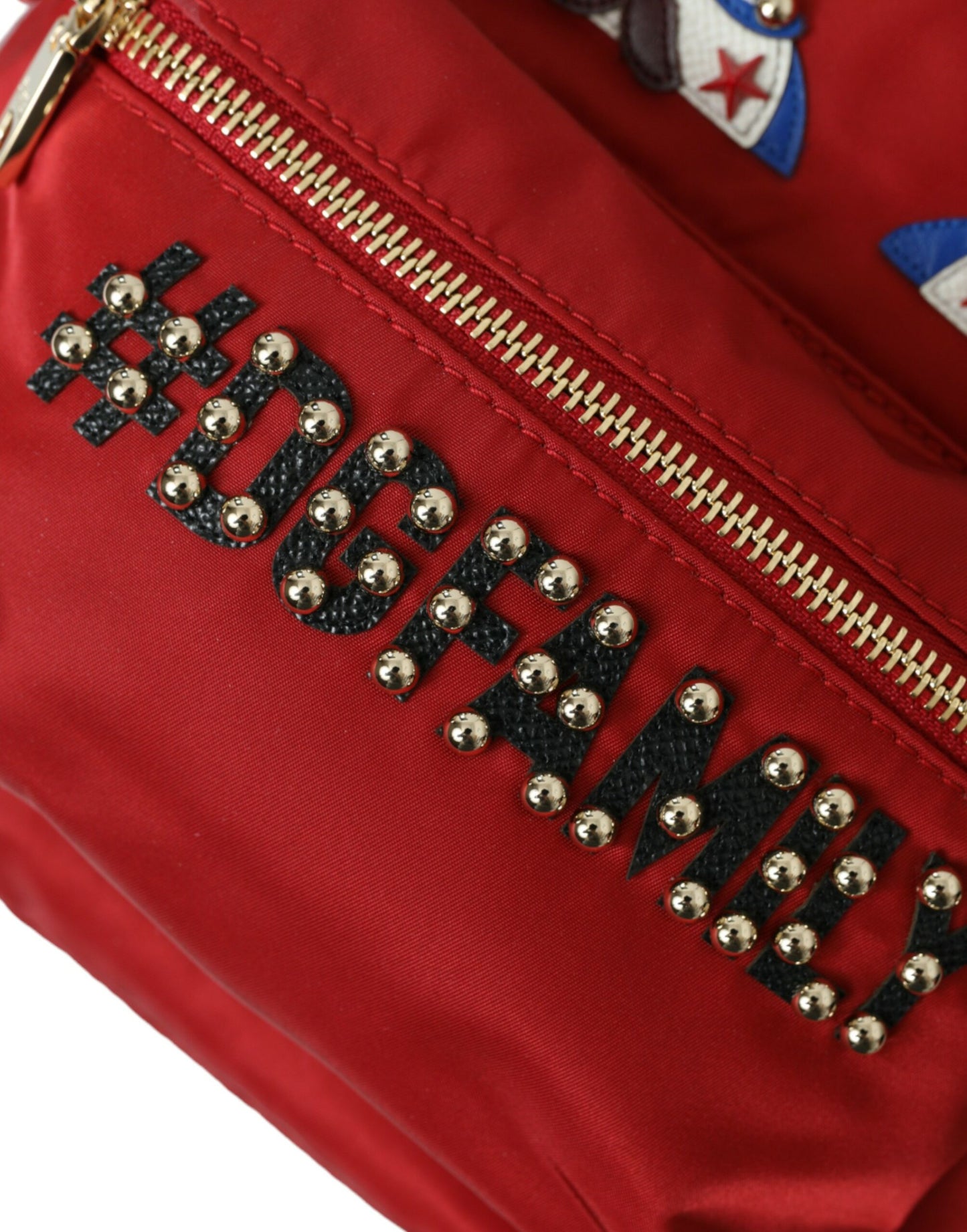 Dolce &amp; Gabbana Embellished Red Backpack with Gold Trim