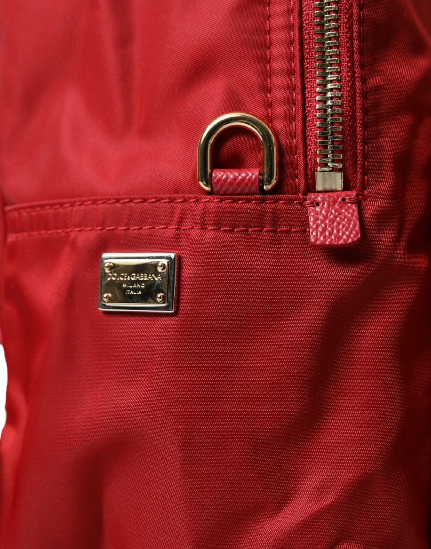 Dolce &amp; Gabbana Embellished Red Backpack with Gold Trim