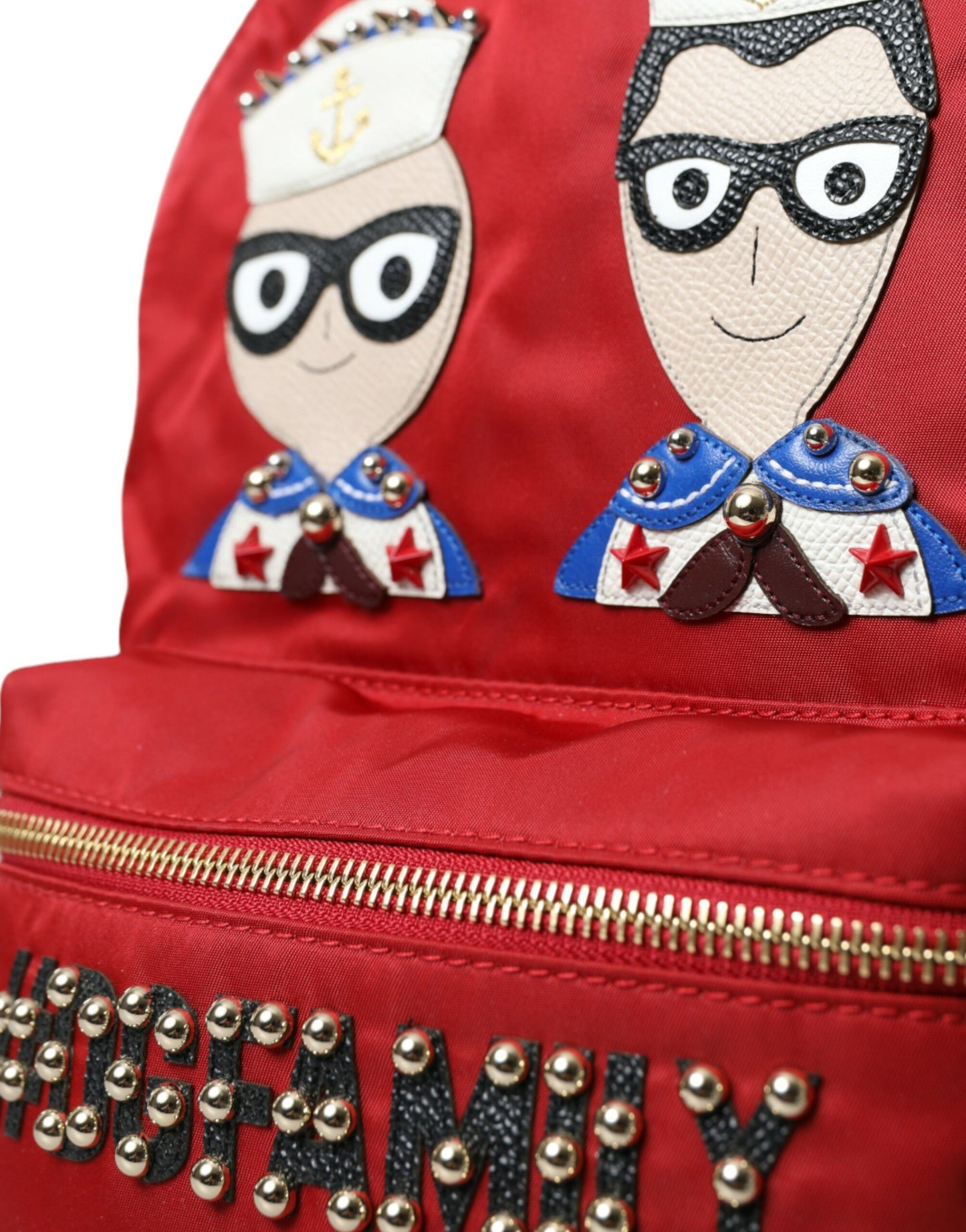 Dolce &amp; Gabbana Embellished Red Backpack with Gold Trim