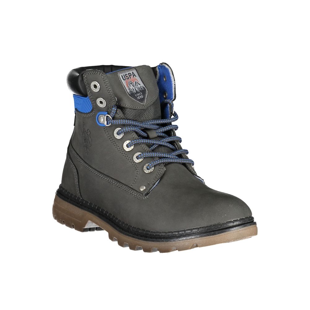 US POLO ASSN. Elegant grey high lace-up boots with logo detail