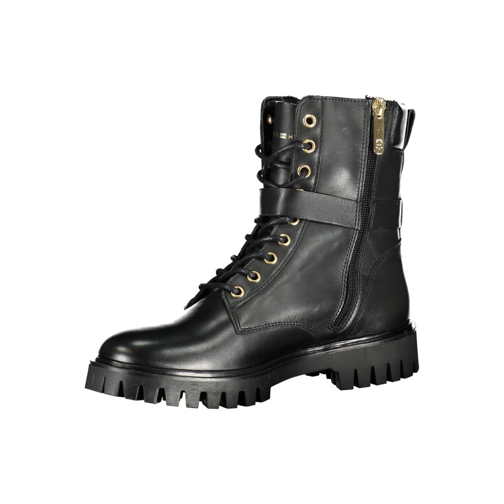 Tommy Hilfiger Chic black lace-up boots with zip and contrasting details