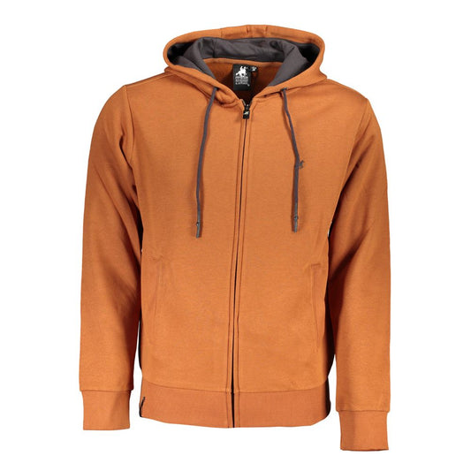 US Grand Polo Classic Hooded Zip Sweatshirt in Brown