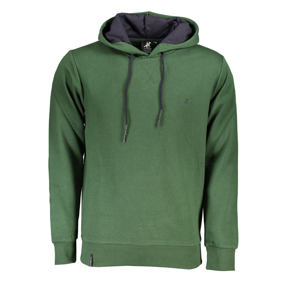 US Grand Polo Elegant green hooded sweatshirt with embroidery