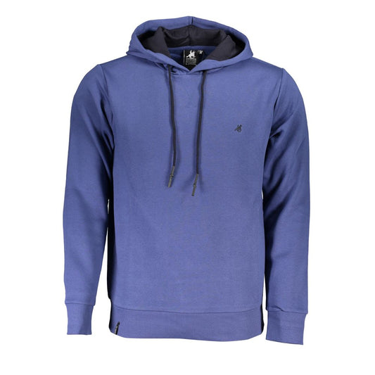 US Grand Polo Elegant Long Sleeve Hooded Sweatshirt in Blue