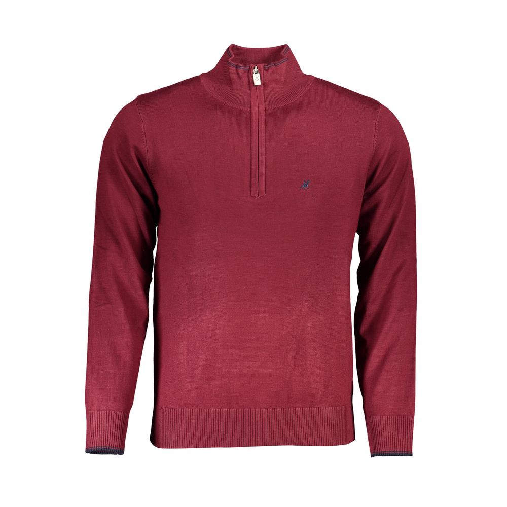 U.S. Grand Polo Eleganter Pullover mit halbem Reißverschluss und Stickereidetails