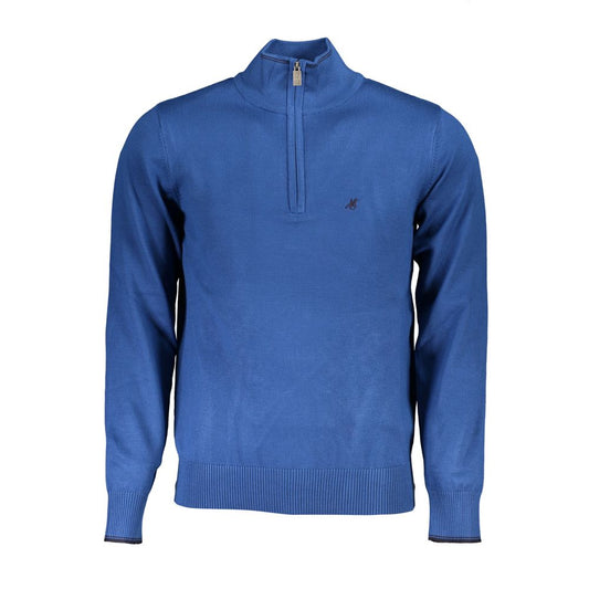 US Grand Polo Elegant blue half-zip sweater with embroidery details