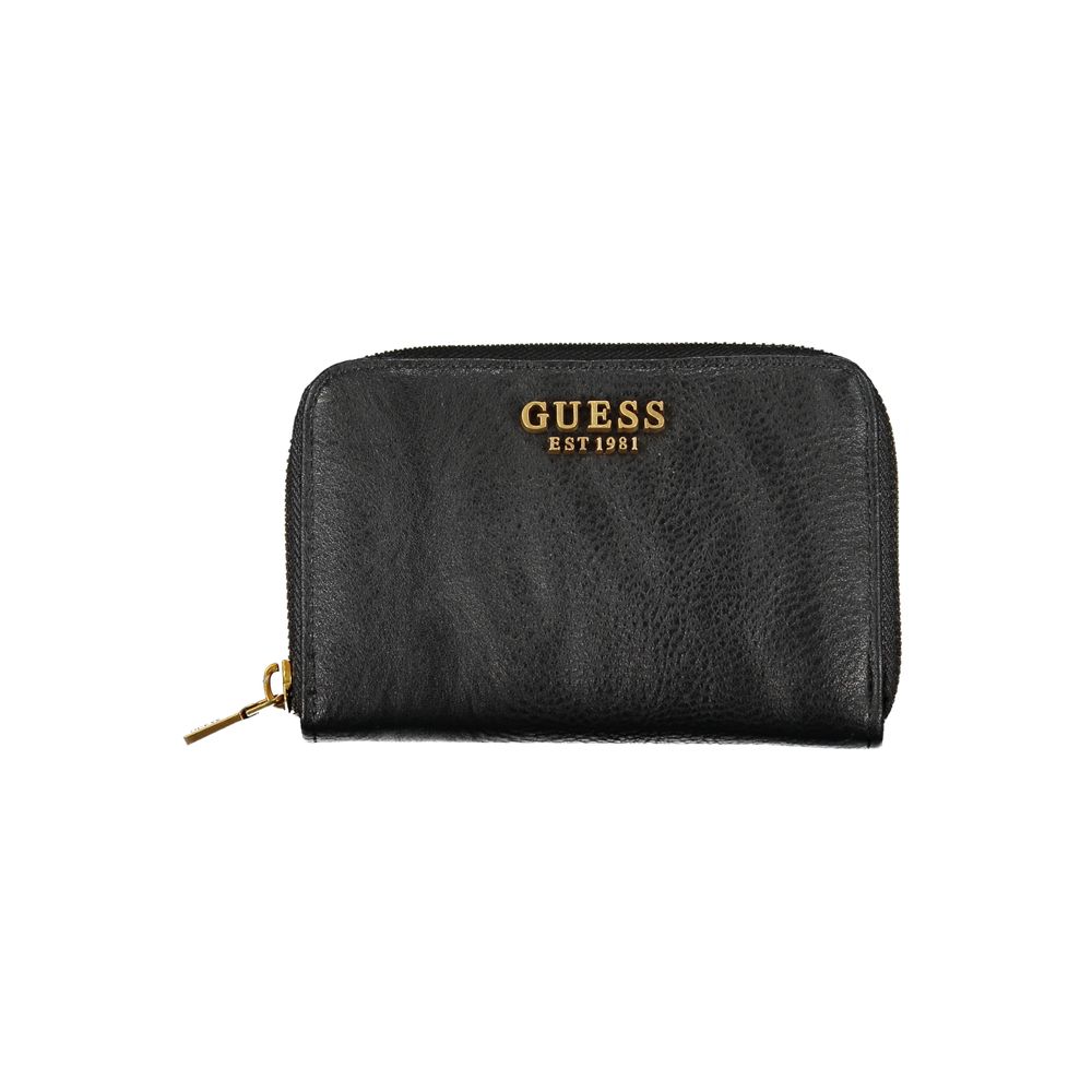 Guess Jeans Elegante schwarze Brieftasche mit Reißverschluss und mehreren Fächern