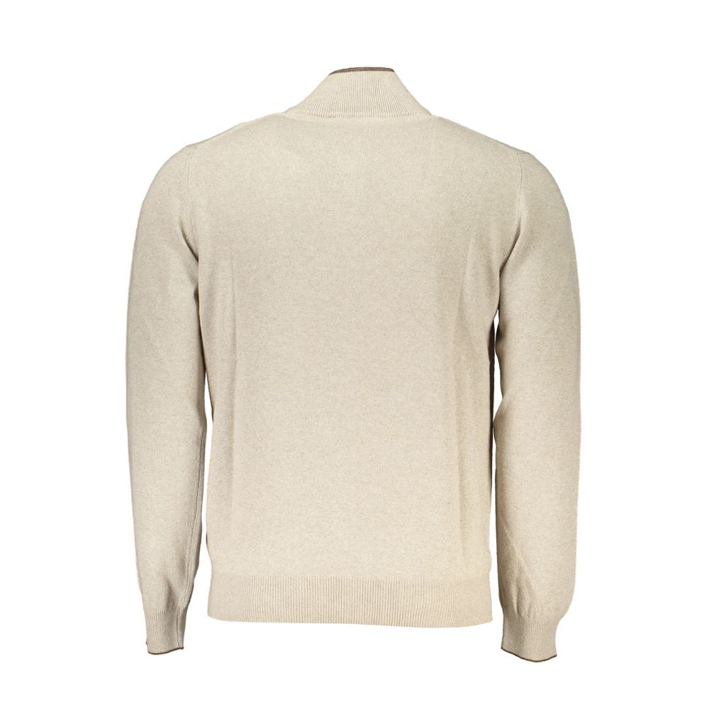 Harmont &amp; Blaine beige half-zip sweater with embroidery details