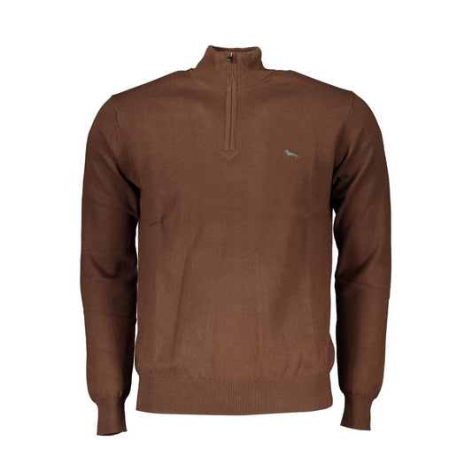 Harmont &amp; Blaine Chic brown cotton half-zip sweater