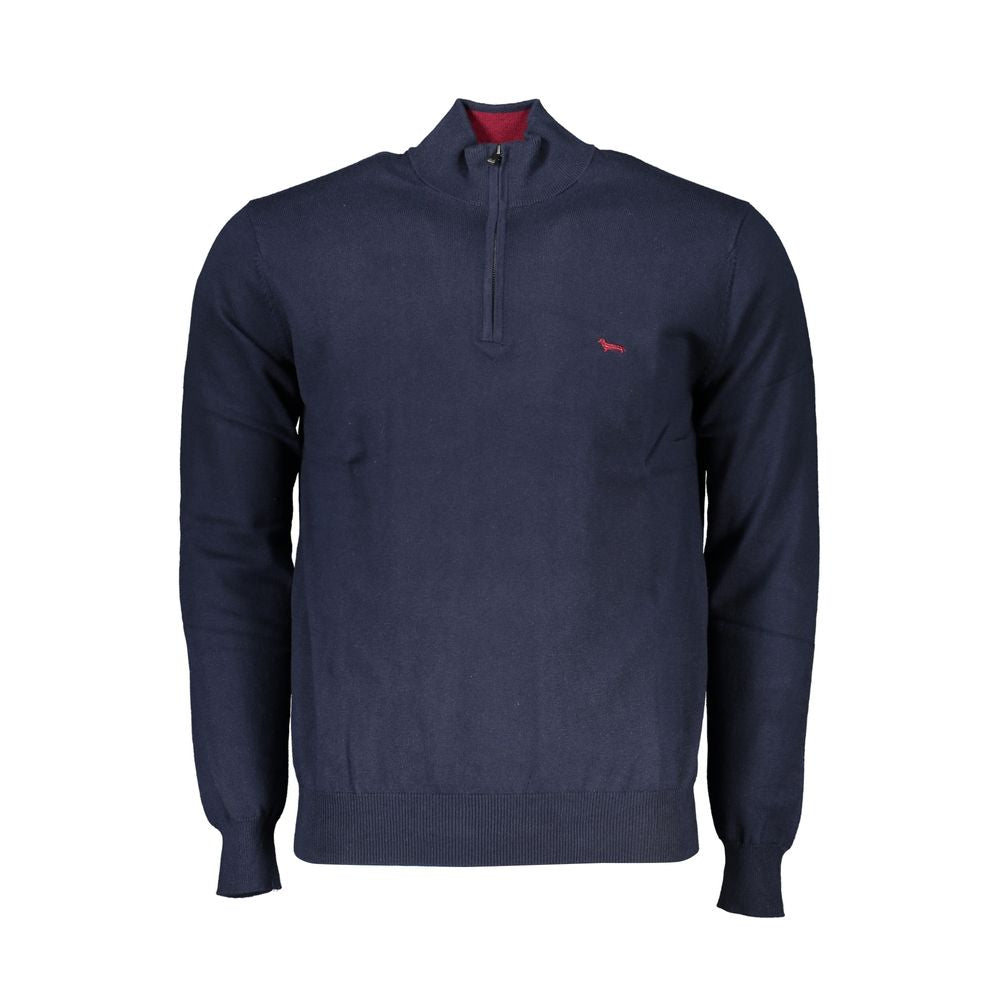 Harmont &amp; Blaine Chic blue half-zip sweater with embroidery detail