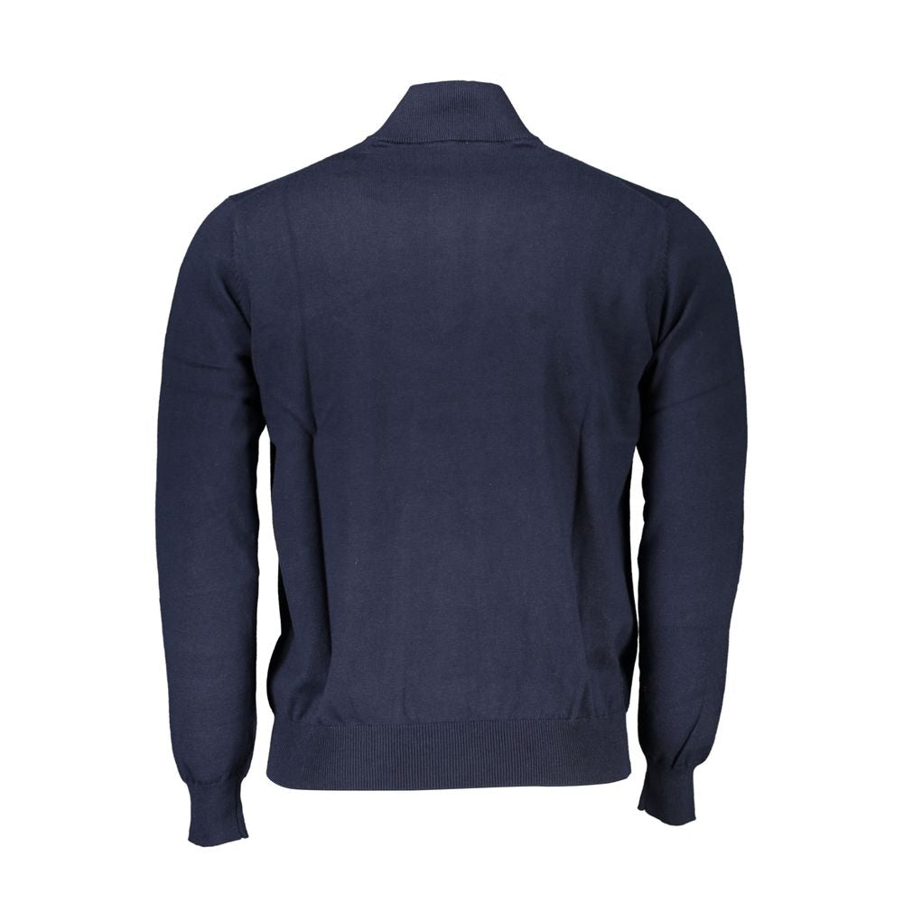 Harmont &amp; Blaine Chic blue half-zip sweater with embroidery detail