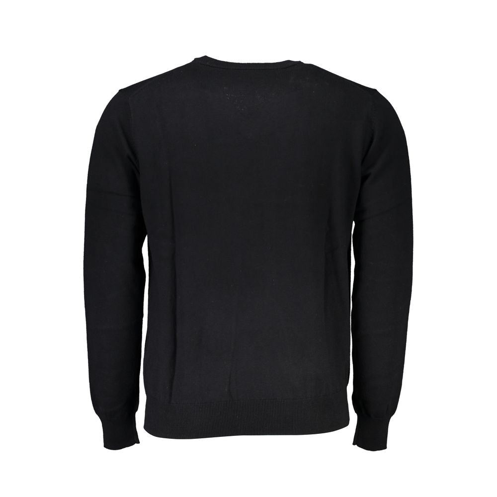 Harmont &amp; Blaine Elegant black sweater with embroidered V-neck