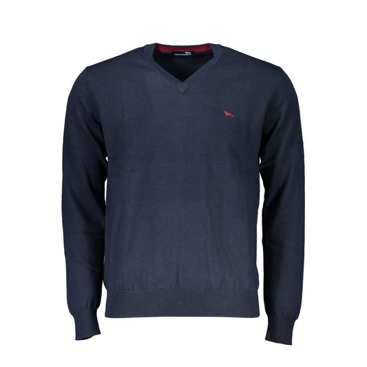 Harmont &amp; Blaine Blue V-neck Sweater with Embroidery