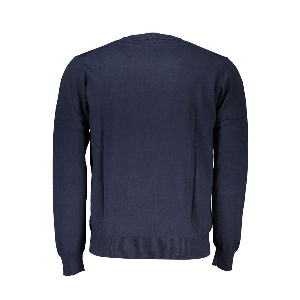 Harmont &amp; Blaine Blue V-neck Sweater with Embroidery