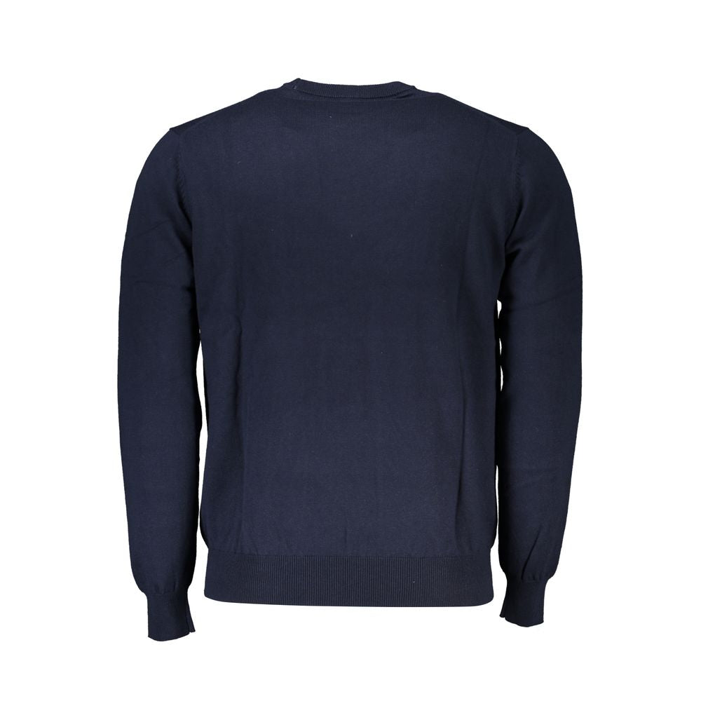 Harmont &amp; Blaine Blue Crew Neck Sweater with Embroidery