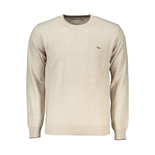 Harmont &amp; Blaine Beige luxurious crew neck sweater with embroidery