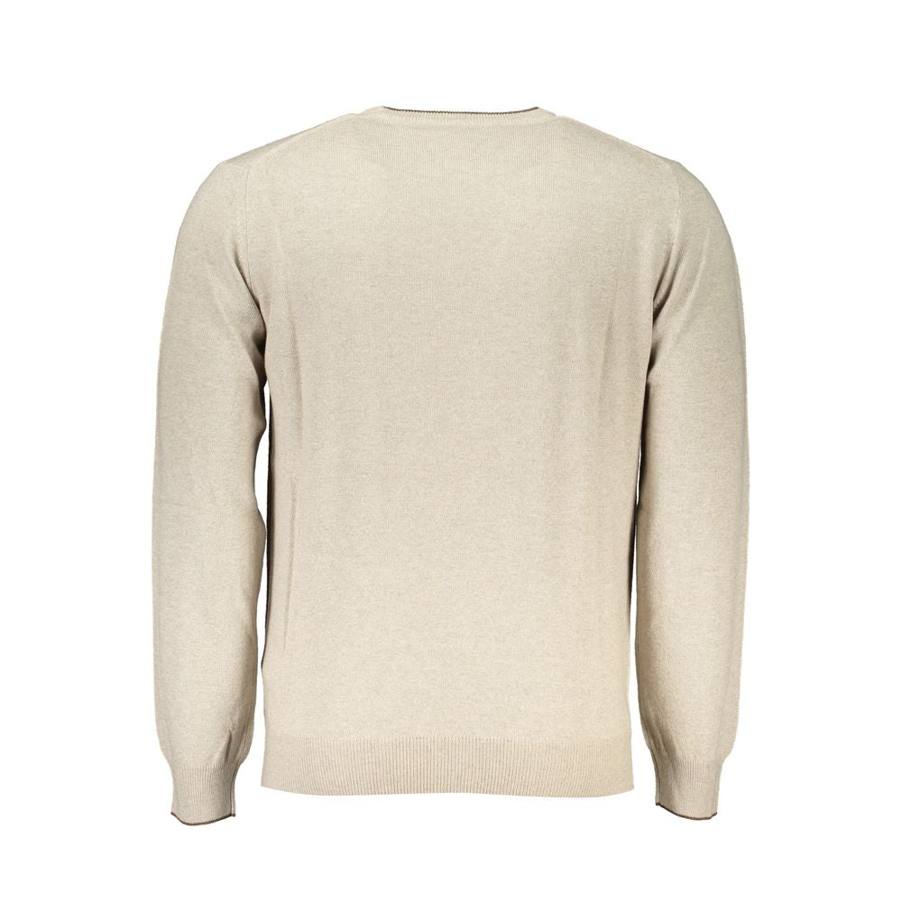 Harmont &amp; Blaine Beige luxurious crew neck sweater with embroidery