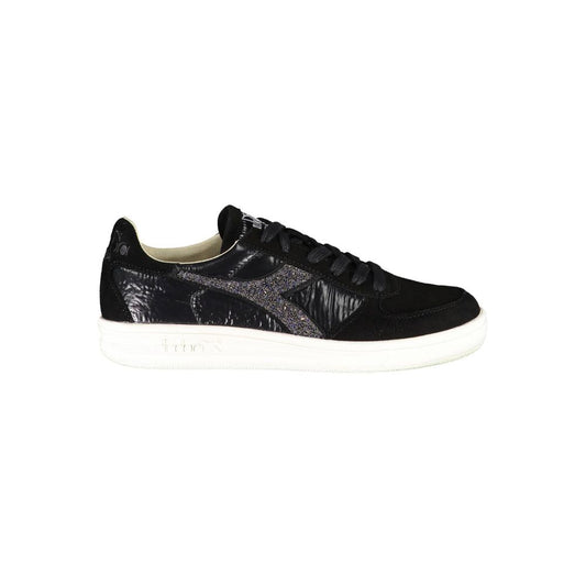 Diadora Chic black lace-up sneakers with Swarovski crystals