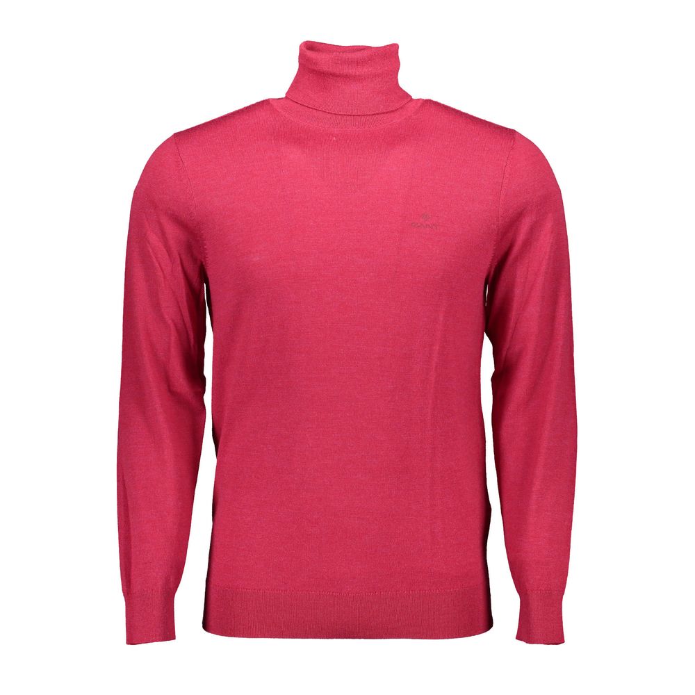 Gant Elegant pink turtleneck sweater made of pure wool