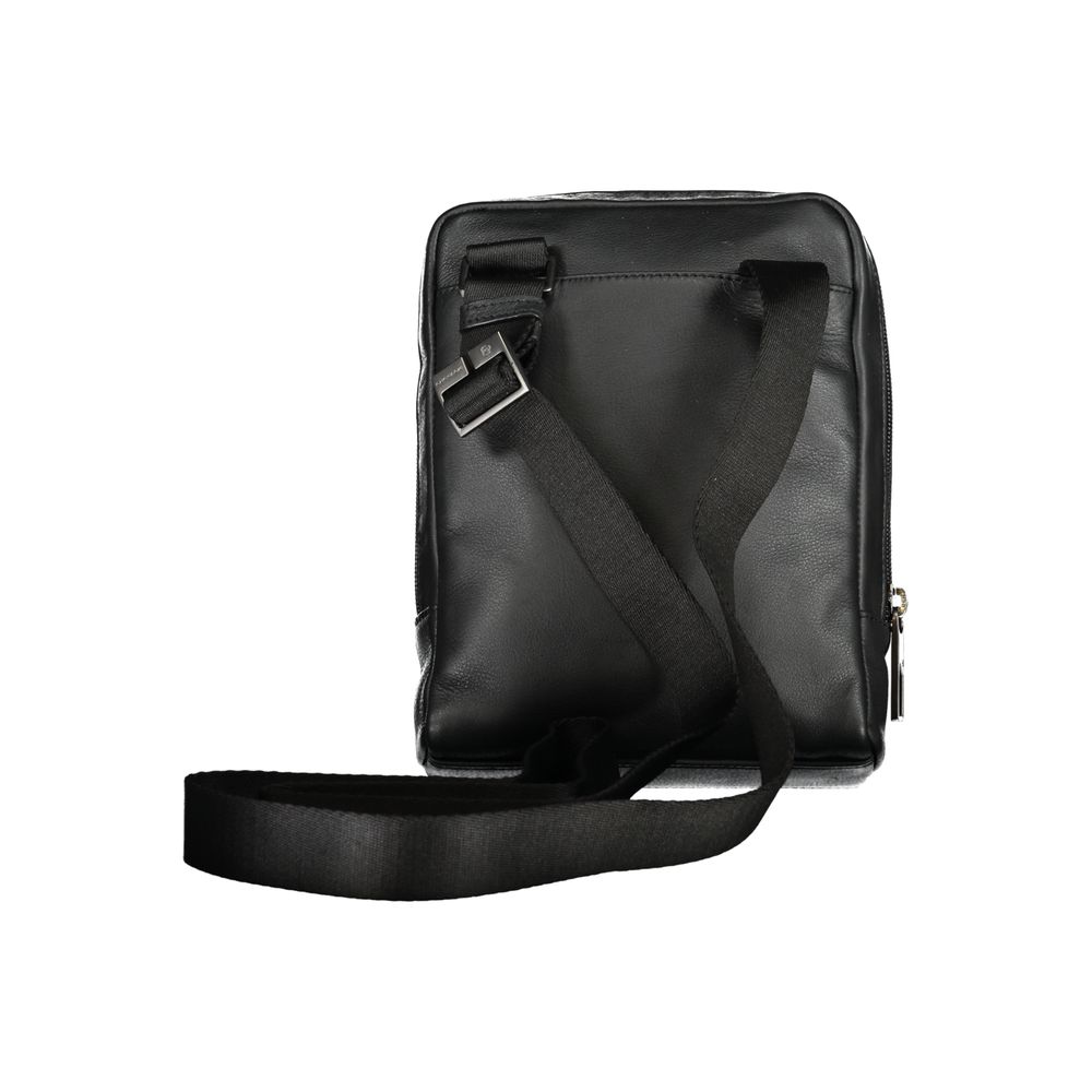 Piquadro Elegant black leather shoulder bag