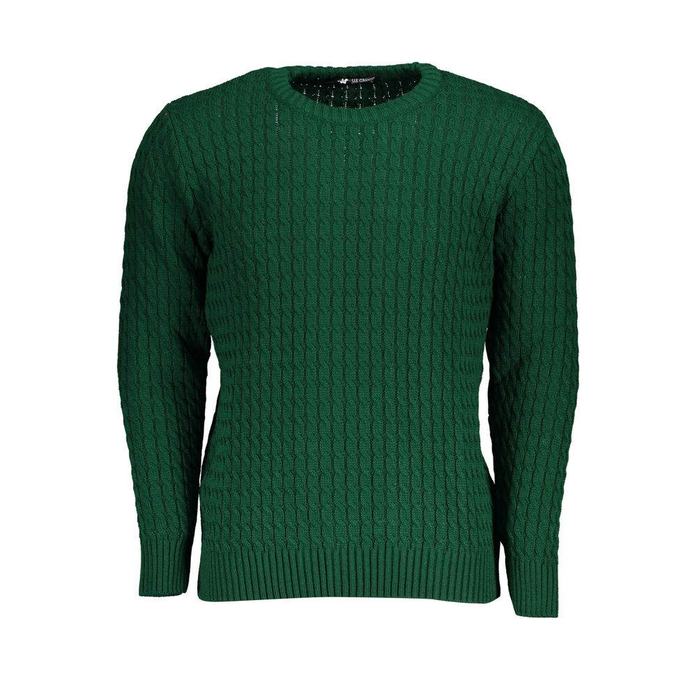 US Grand Polo Green Round Neck Twist Knit Sweater