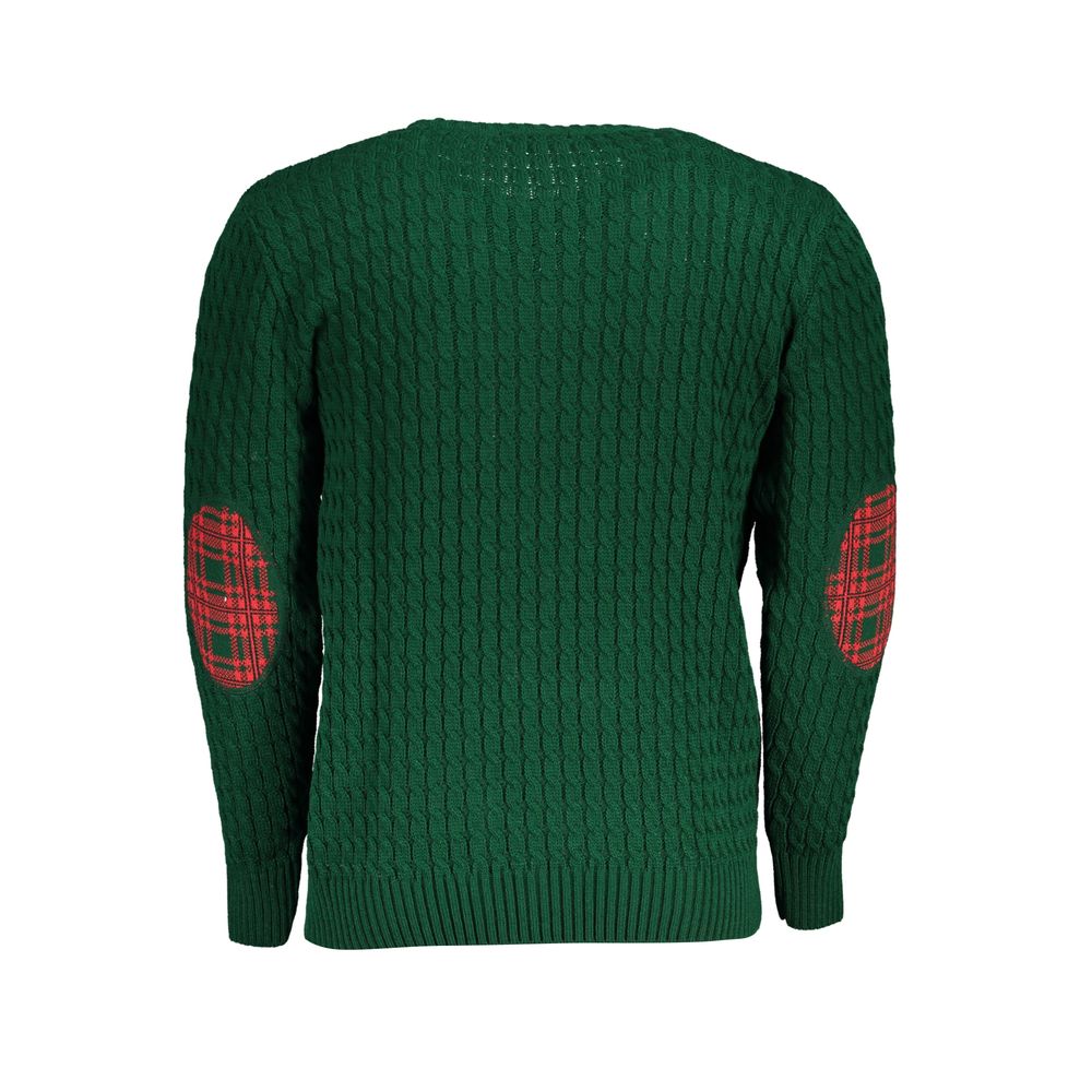 US Grand Polo Green Round Neck Twist Knit Sweater