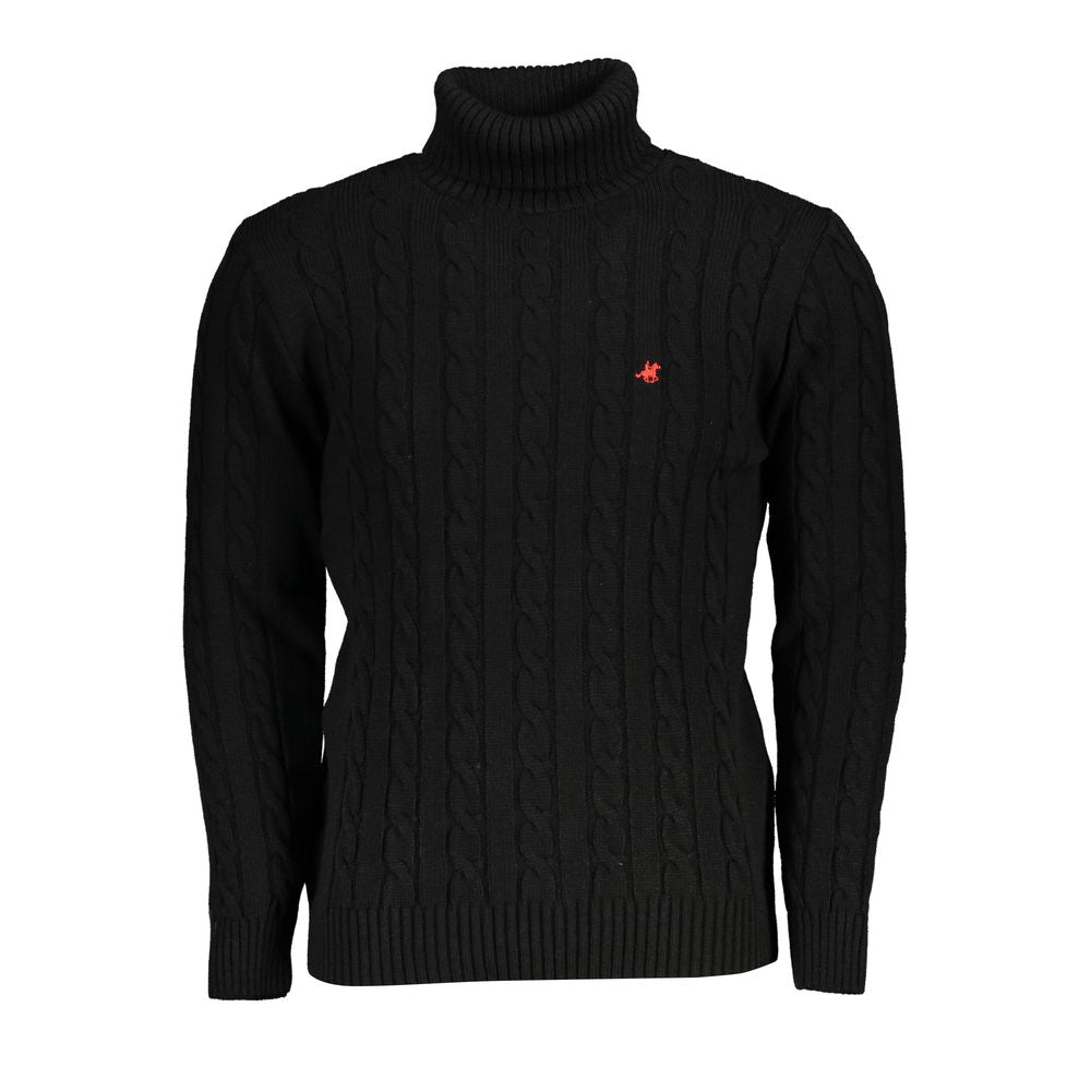 US Grand Polo Elegant black turtleneck sweater with twisted sweater