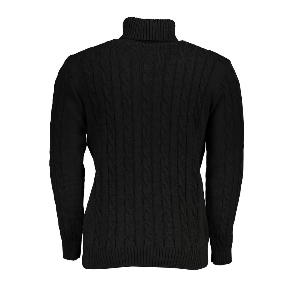 US Grand Polo Elegant black turtleneck sweater with twisted sweater