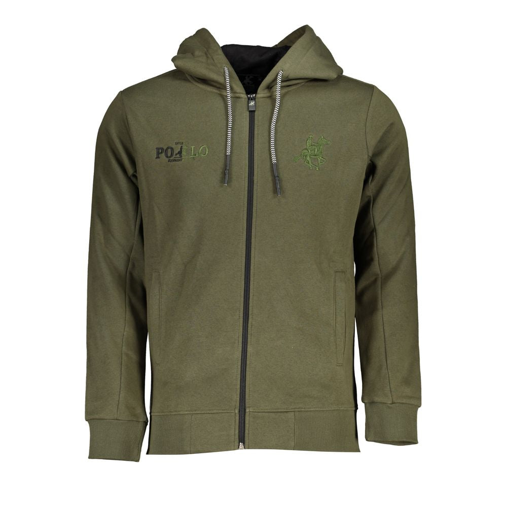 US Grand Polo Elegant Long Sleeve Sweatshirt in Green with Hood