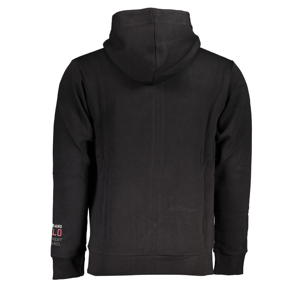 US Grand Polo Smooth Black Fleece Hooded Sweatshirt