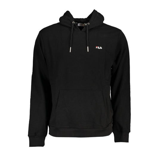 Fila Smooth Black Sweatshirt with Hood and Embroidery