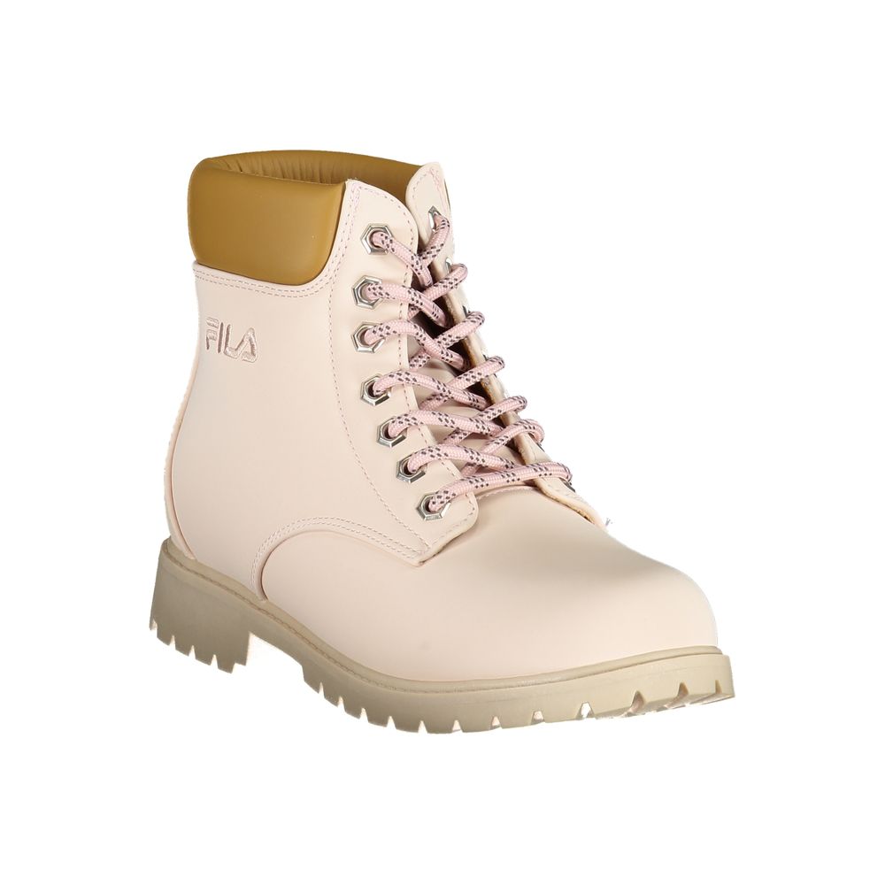 Fila Chic pink lace-up boots with embroidery details