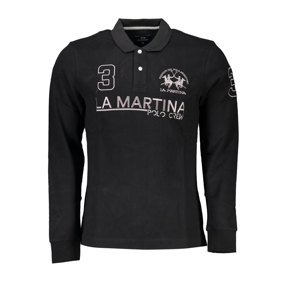 La Martina Elegant long-sleeved black polo