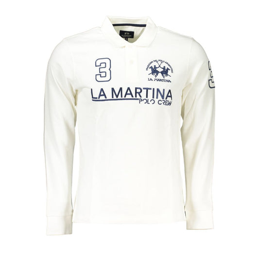 La Martina Elegant long-sleeved white polo