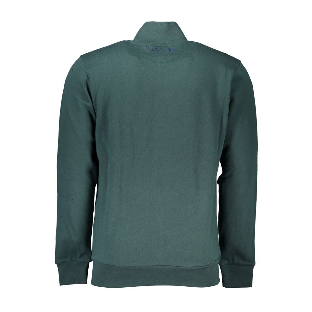 La Martina Elegant green fleece sweatshirt with embroidery