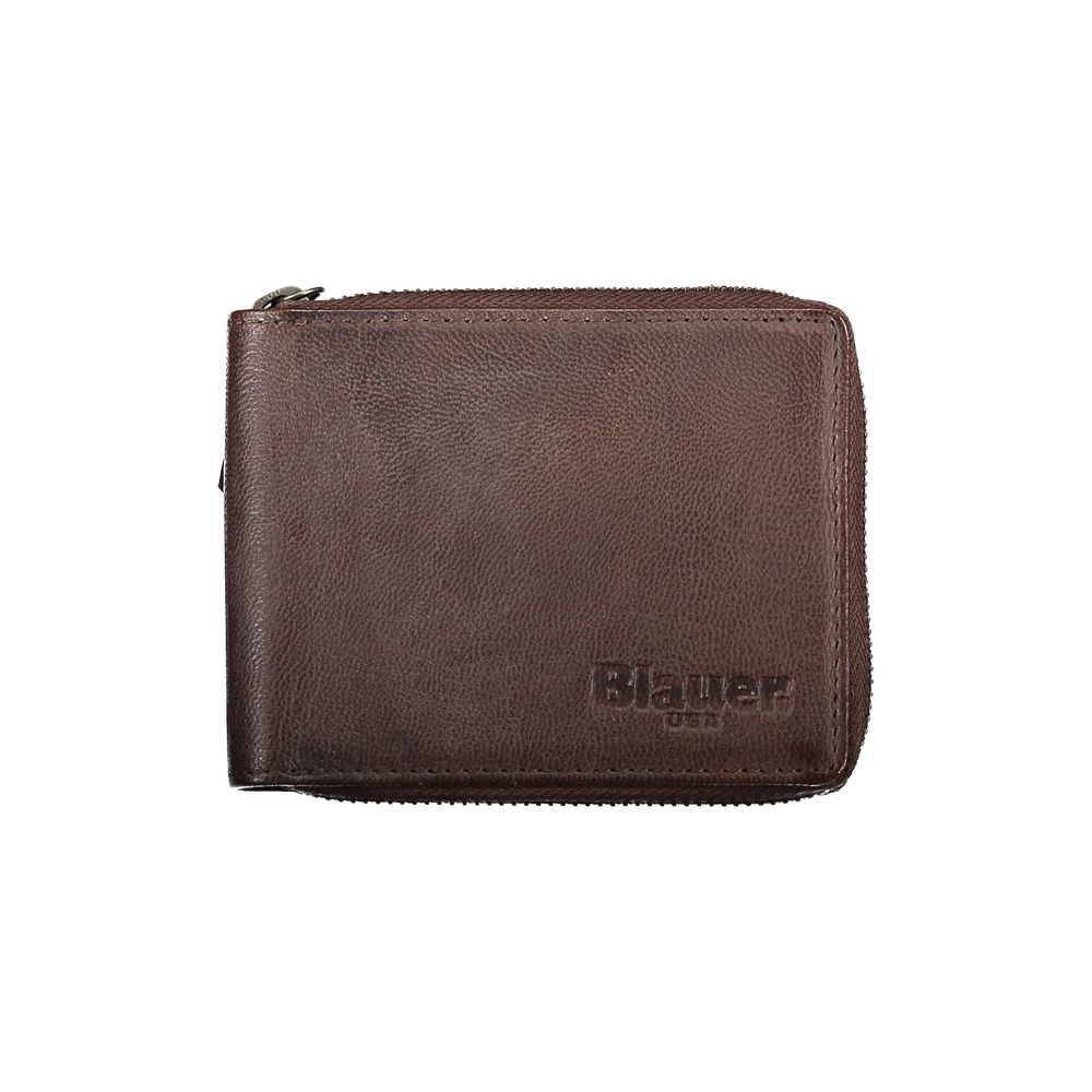 Blauer Elegant Leather Coin and Card Case in Brown