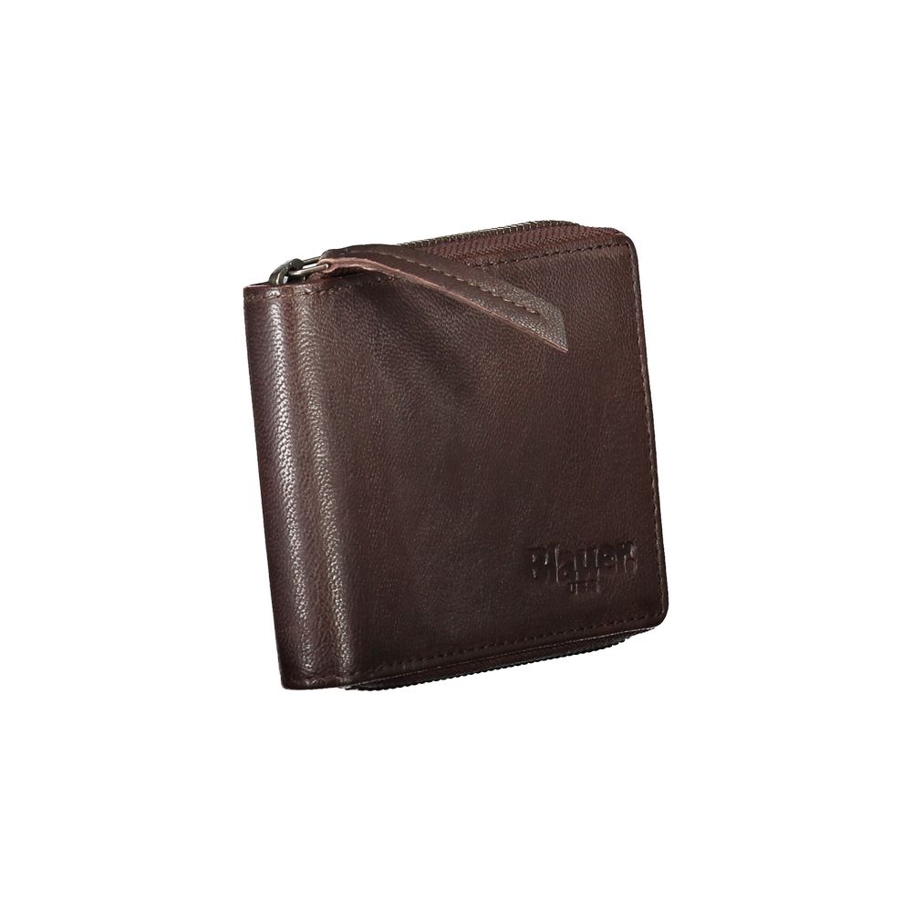 Blauer Elegant Leather Coin and Card Case in Brown