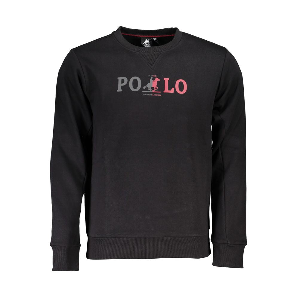 US Grand Polo Stylish Fleece Sweatshirt with Round Neck in Black