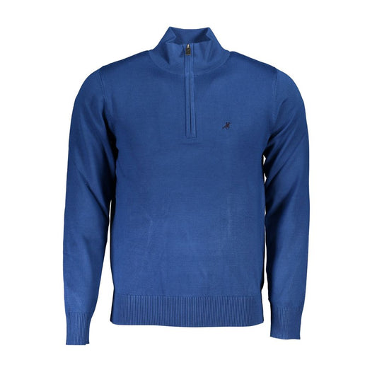 US Grand Polo Elegant blue sweater with embroidered half-zip