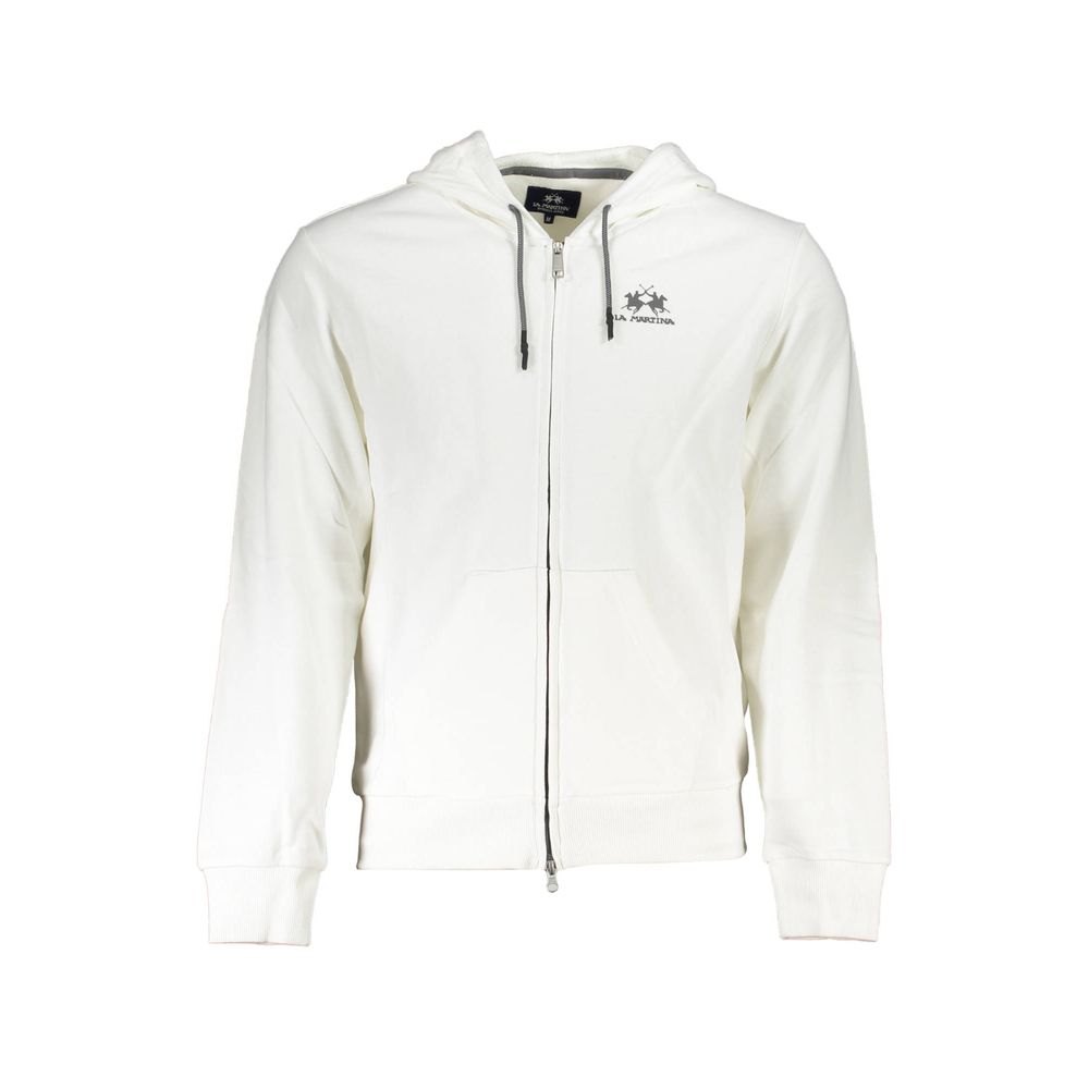 La Martina Elegant white hooded sweatshirt for men