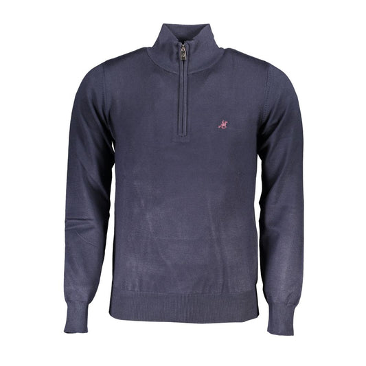 US Grand Polo Elegant blue half-zip sweater with embroidered logo