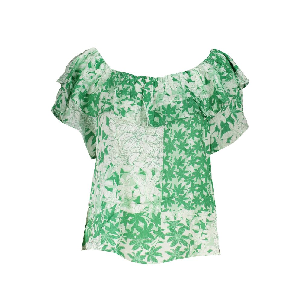 Desigual Green Patterned Boho Chic Tee with Logo